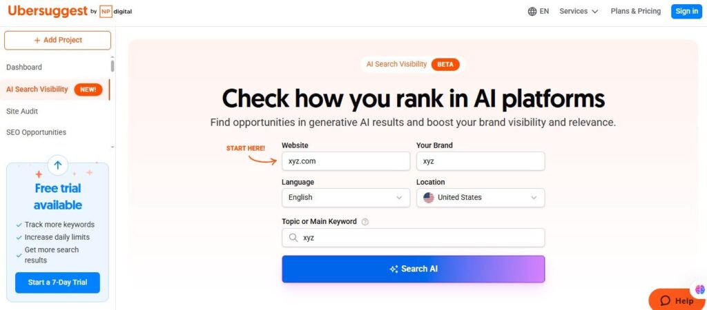 ubersuggest free version